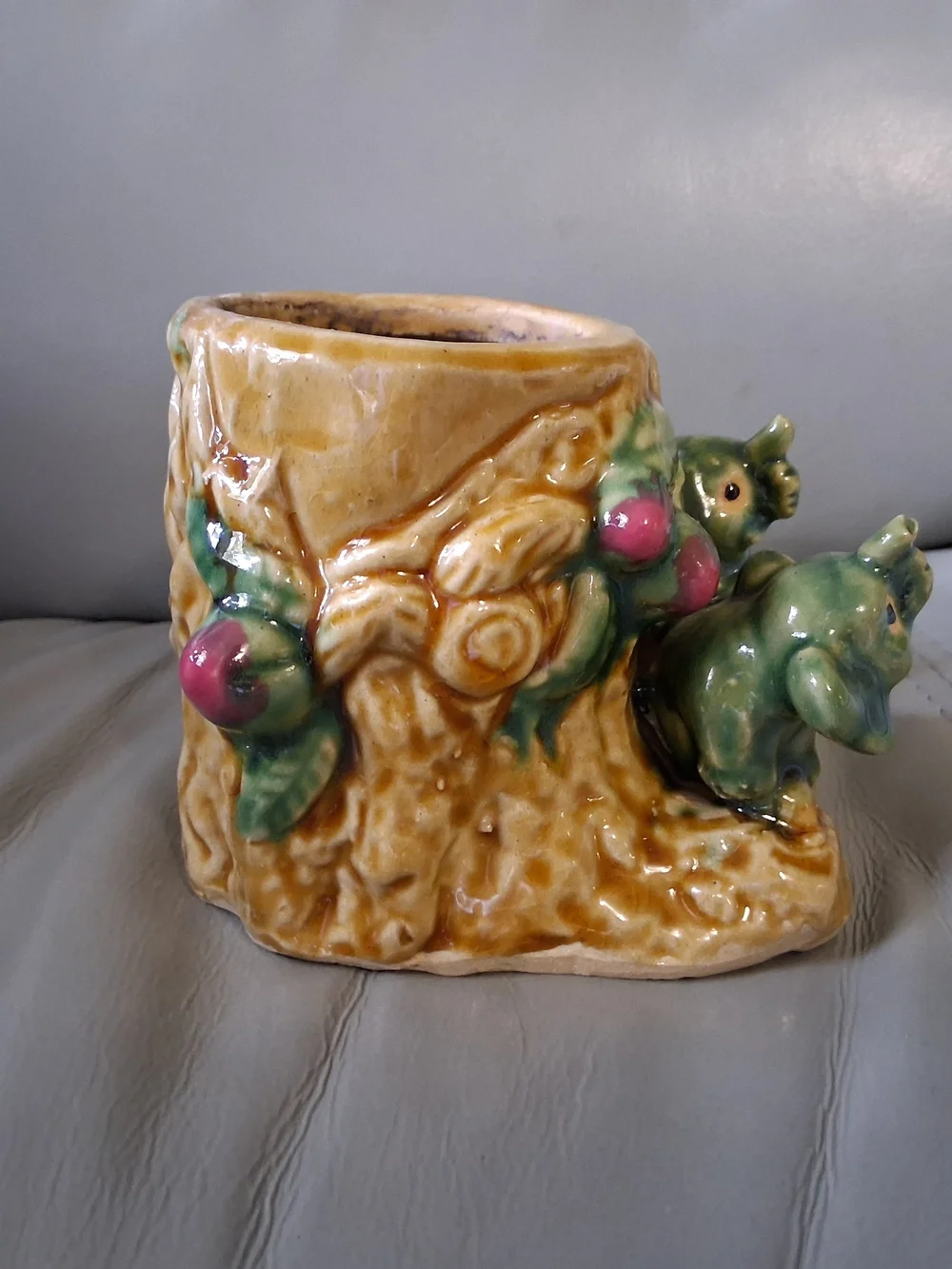 Vintage Majolica Style Elephant Planter